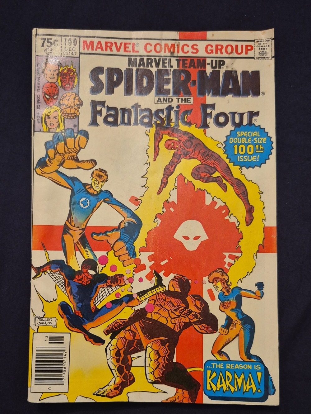 Marvel Team Up 100 🔑1st KARMA🔥Spider-Man & Fantastic Four🔥1980 Vintage Book